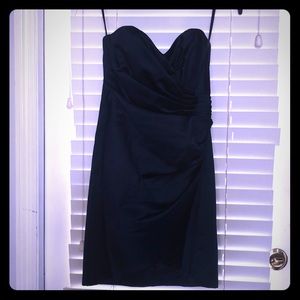 Strapless navy bridesmaids dress
